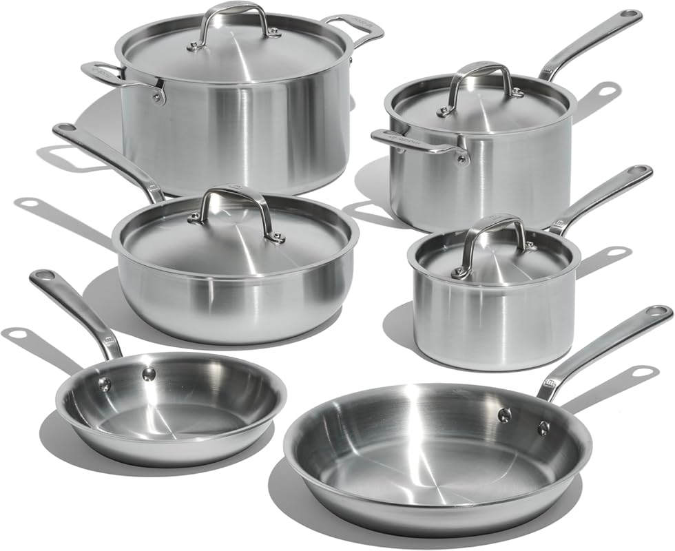 Made In Cookware 10-Piece 5-Ply Clad Stainless Steel Pot & Pan Set, It