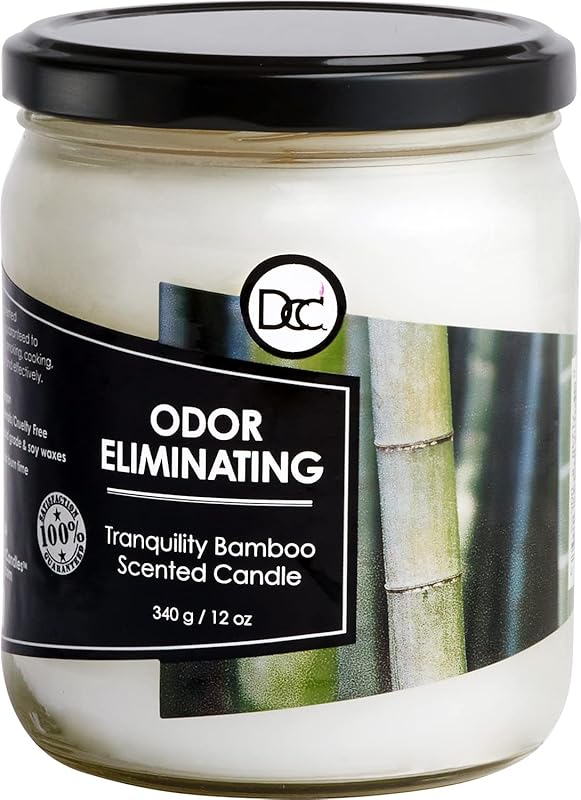 Bamboo Odor Eliminating Scented Candle, 12oz Premium Soy Blend, 80-Hou