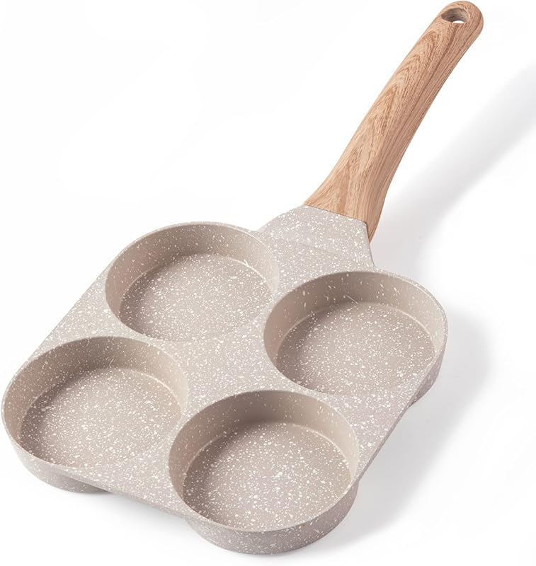 CAROTE 4-Cup Nonstick Granite Egg Pan & Omelette Skillet, Induction & 