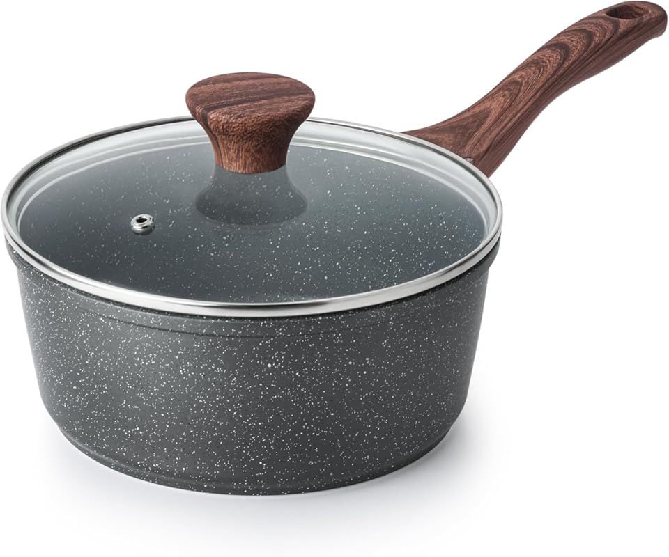 SENSARTE 1.5 Quart Nonstick Saucepan with Lid, Swiss Granite Coating, 