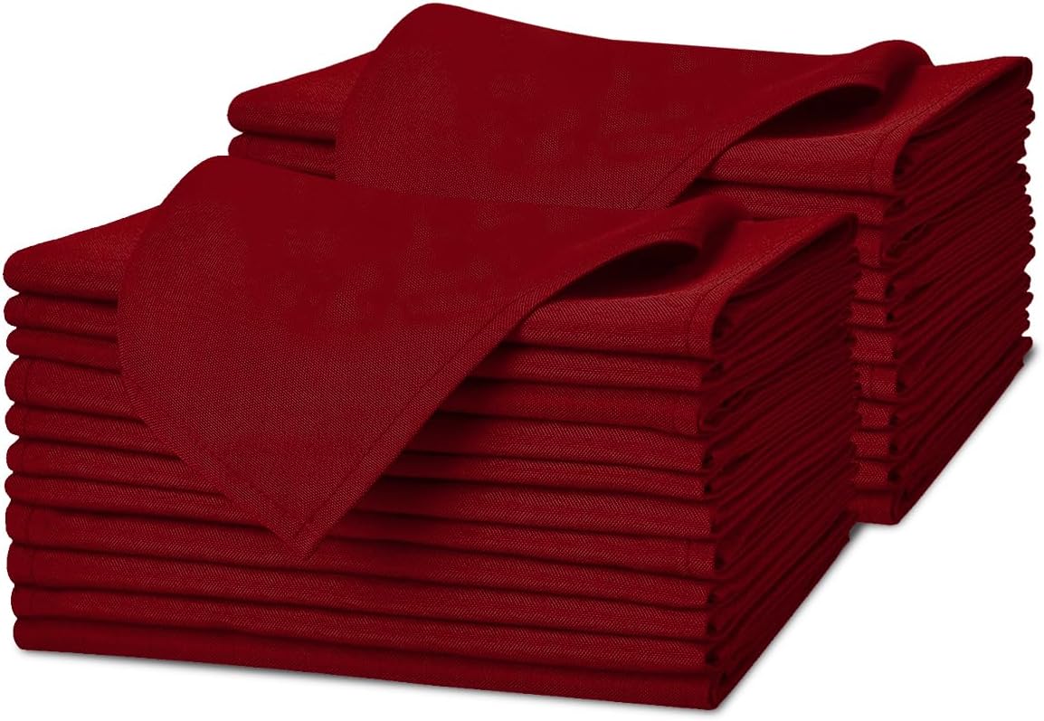 Red 17x17 Inch Polyester Cloth Dinner Napkins Bulk (24 Pack) - Washabl