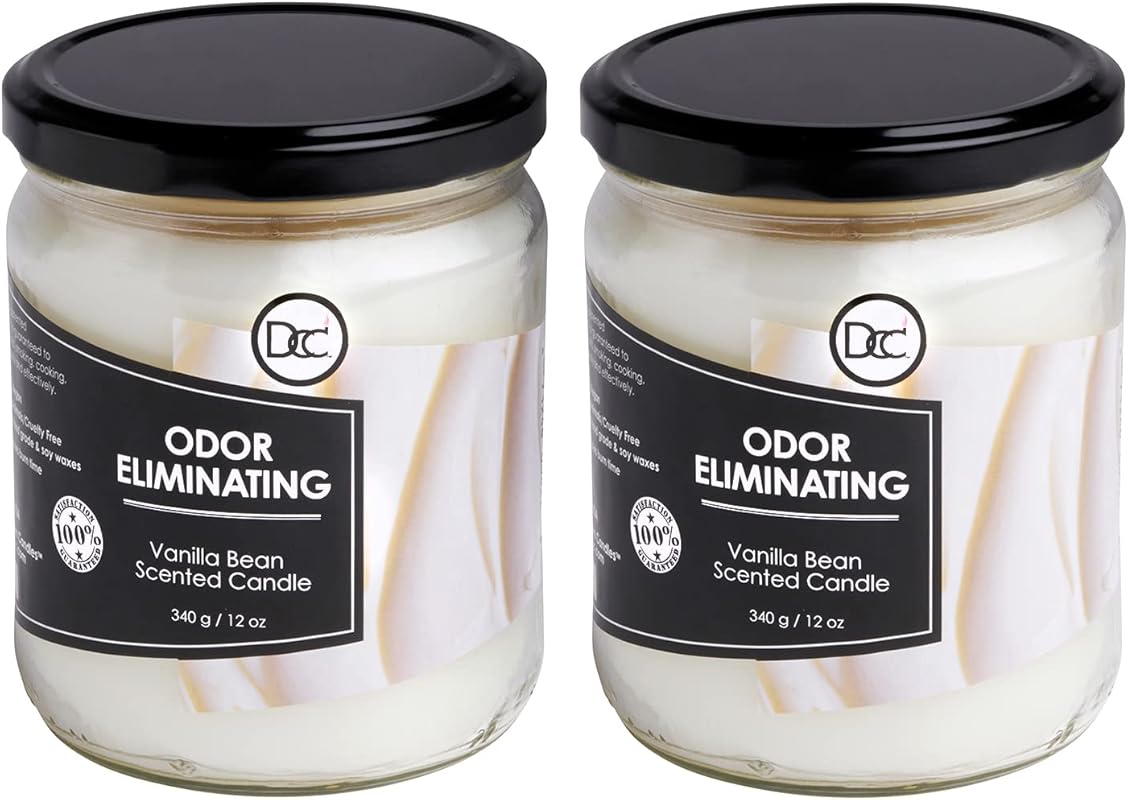 Vanilla Odor Eliminating Candles (2 Pack): Premium Soy Blend Neutraliz