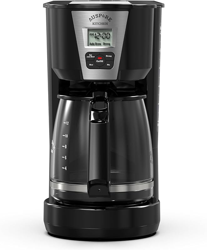 AusBrew-1812 1.8L Programmable Drip Coffee Maker, Black Finish, Easy to