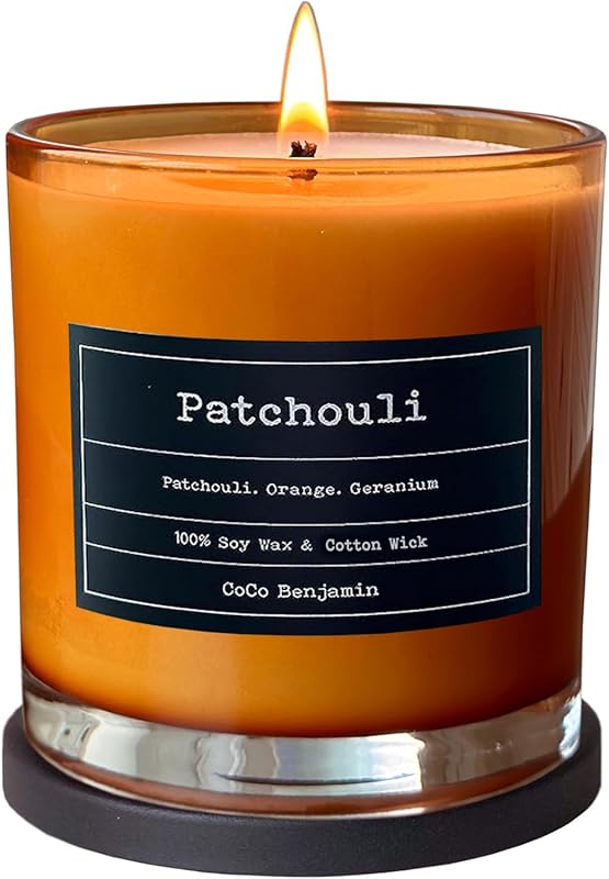 Highly Scented Patchouli 100% Soy Candle, Hand Poured for Natural & Lo