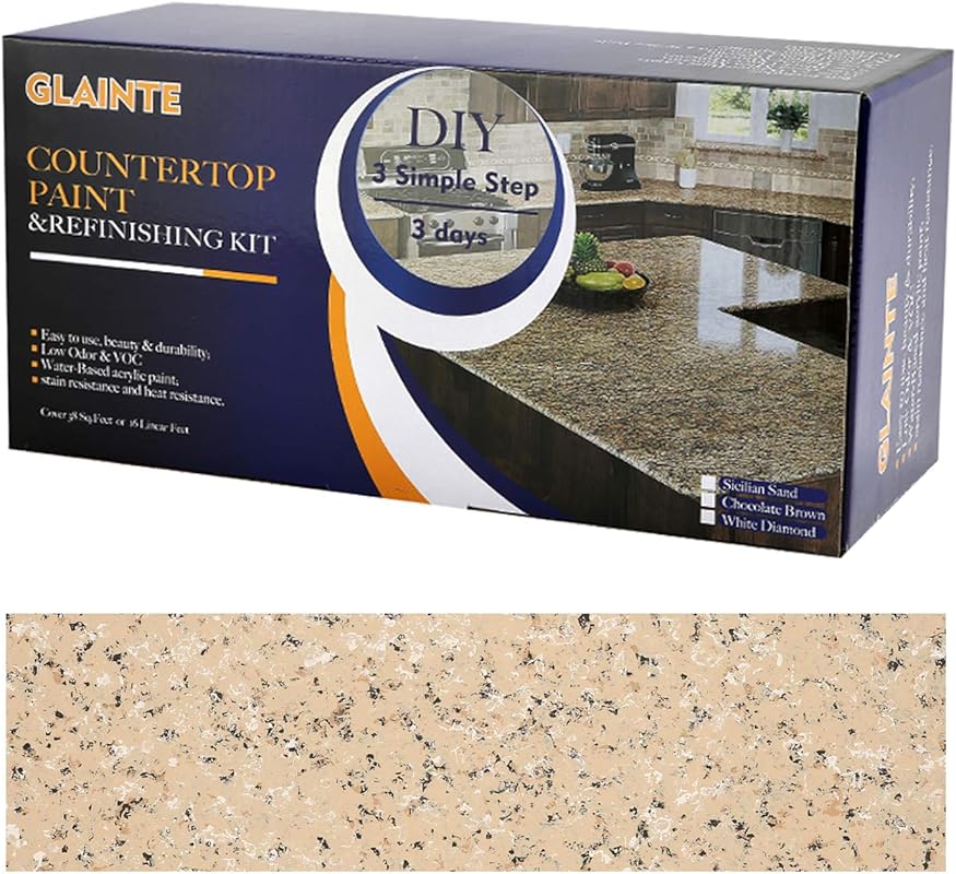 GLAINTE Granite Countertop Paint Kit. Sand Refinishing Kit for Kitchen