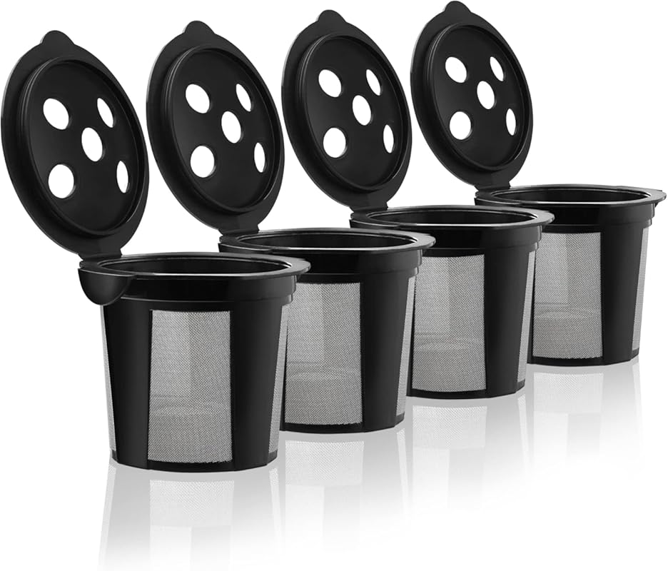 4-Pack Black Reusable K Cups for Keurig K-Supreme, K-Slim MultiStream 