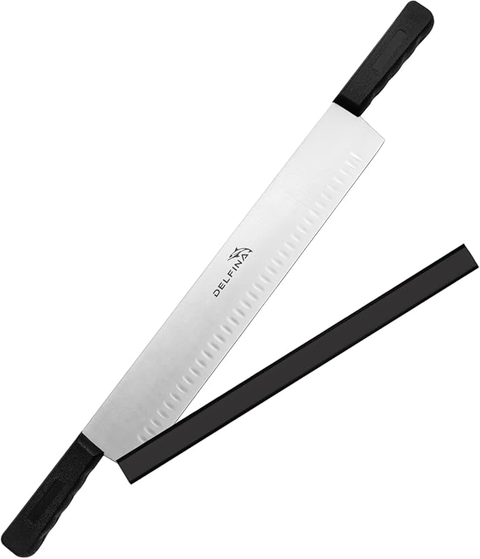 DELFINA 15-Inch Double Handle Cheese Knife with Blade Protector, Slici