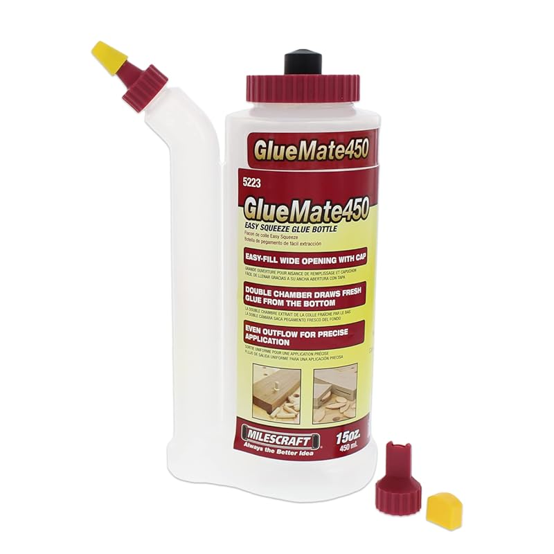 Milescraft 5223 Glue Mate 450 Precision Wood Glue Bottle, 15oz - Anti-