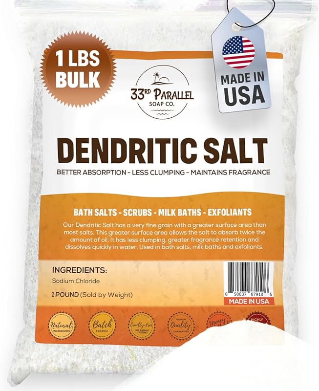 DENDRITIC Premium Fine Grain Bulk Salt – 1 lb for Bath Salts, Scrubs &