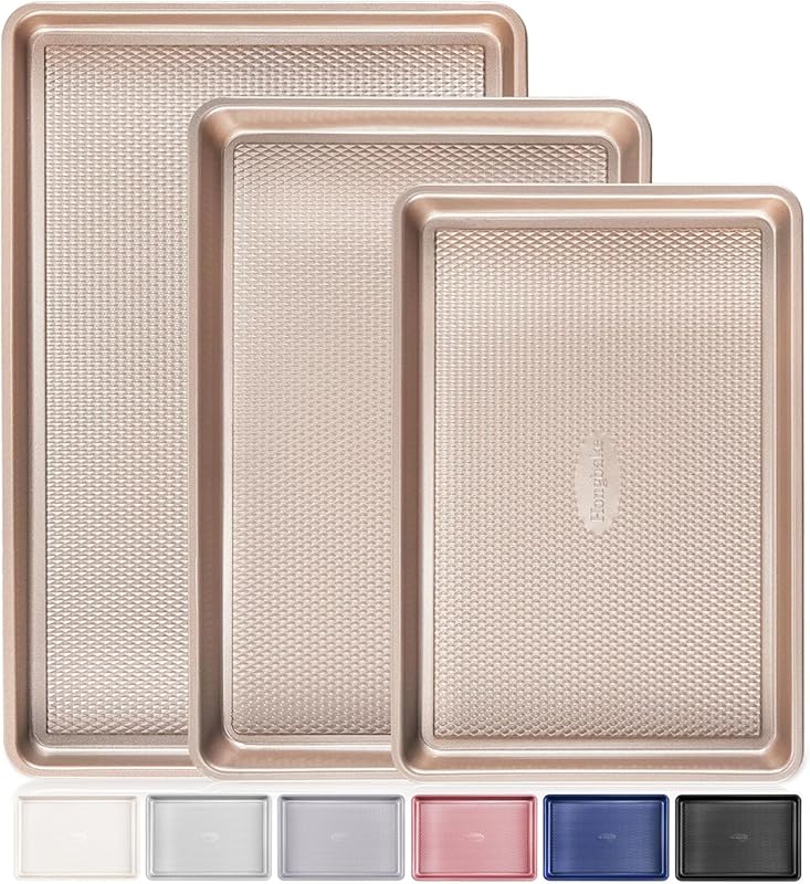HONGBAKE 3-Piece Nonstick Baking Sheet Set - Half, Quarter & Jelly Rol