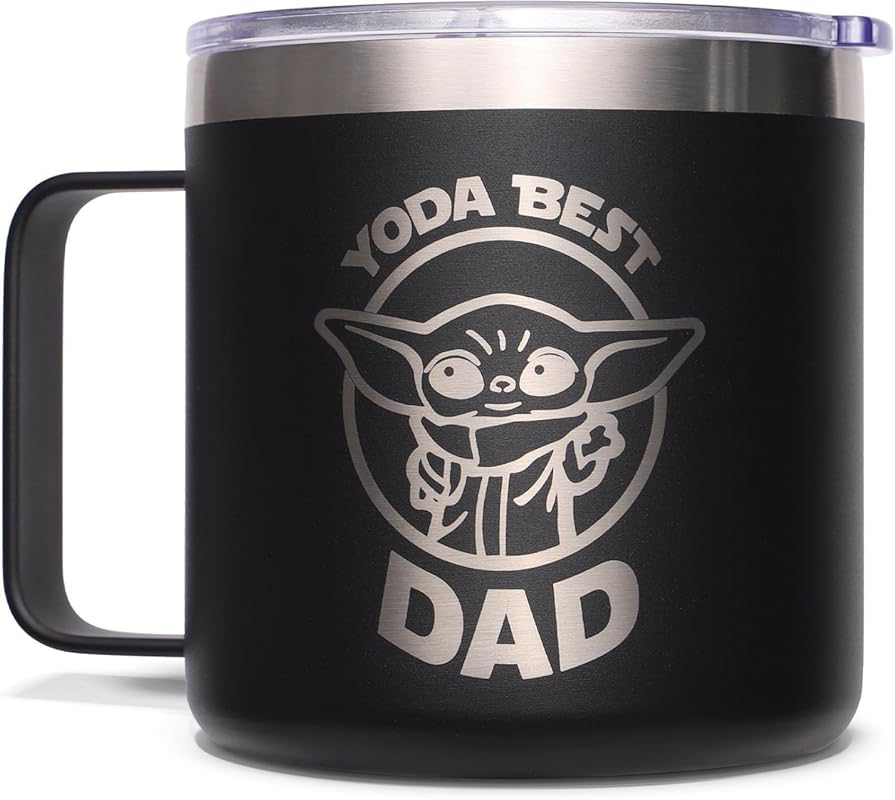Fimibuke 14oz Yoda Best Dad Ever Insulated Coffee Mug - Funny Gift for