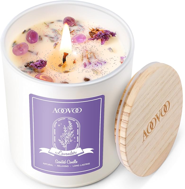 AOOVOO Lavender Scented Soy Candles for Women, 10oz Aromatherapy with