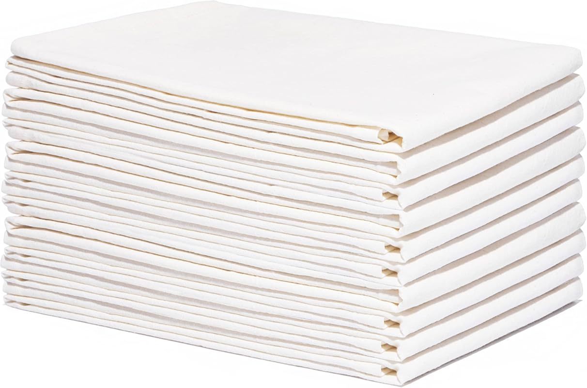 Extra Large Organic Cotton Flour Sack Kitchen Towels – 10 Pack Off-Whi