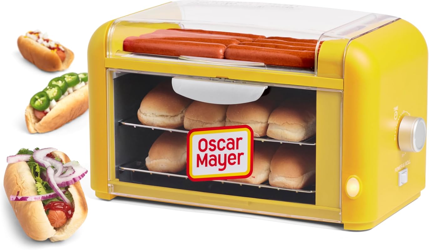 Nostalgia Oscar Mayer Extra Large Countertop 8-Dog Roller with Bun Toa