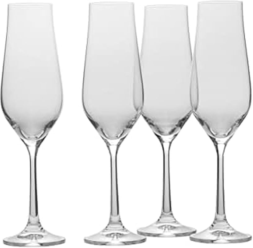 Mikasa Grace Champagne Flutes, Elegant 8-Ounce Crystal Glass Set of 4