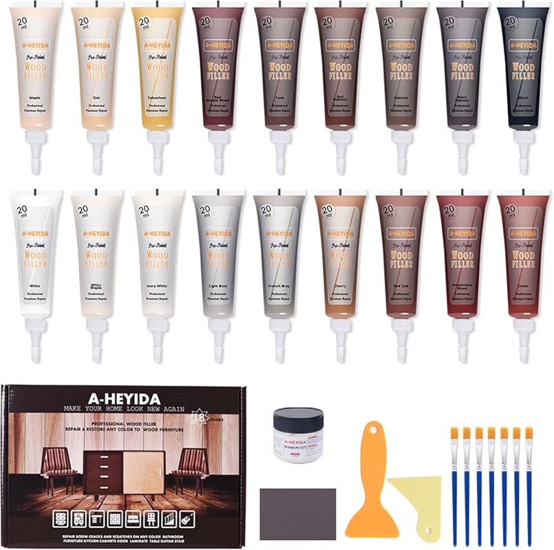 18-Color Wood Furniture Repair Kit & Filler for Hardwood, Laminate & V