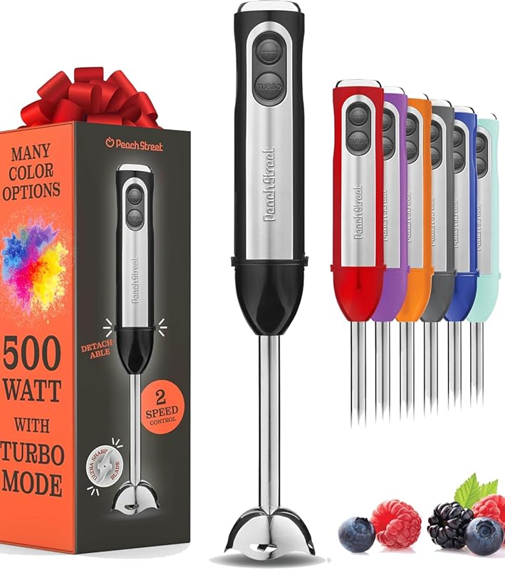 Powerful 500W Electric Immersion Hand Blender with Turbo Mode, Detacha