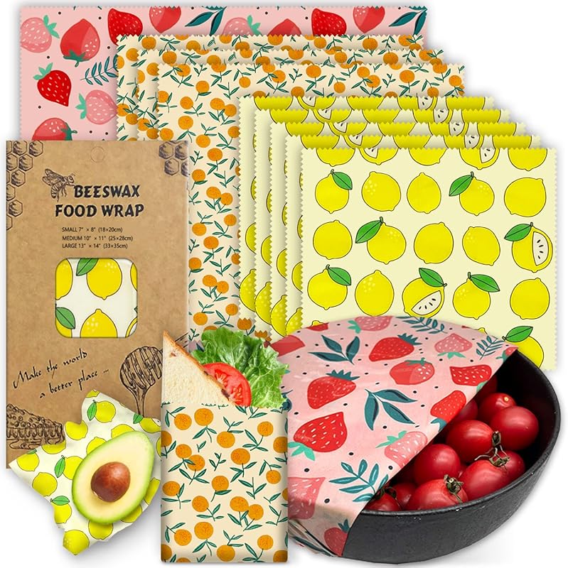 9-Pack Reusable Beeswax Food Wraps: Eco-Friendly, Organic & Plastic-Fr