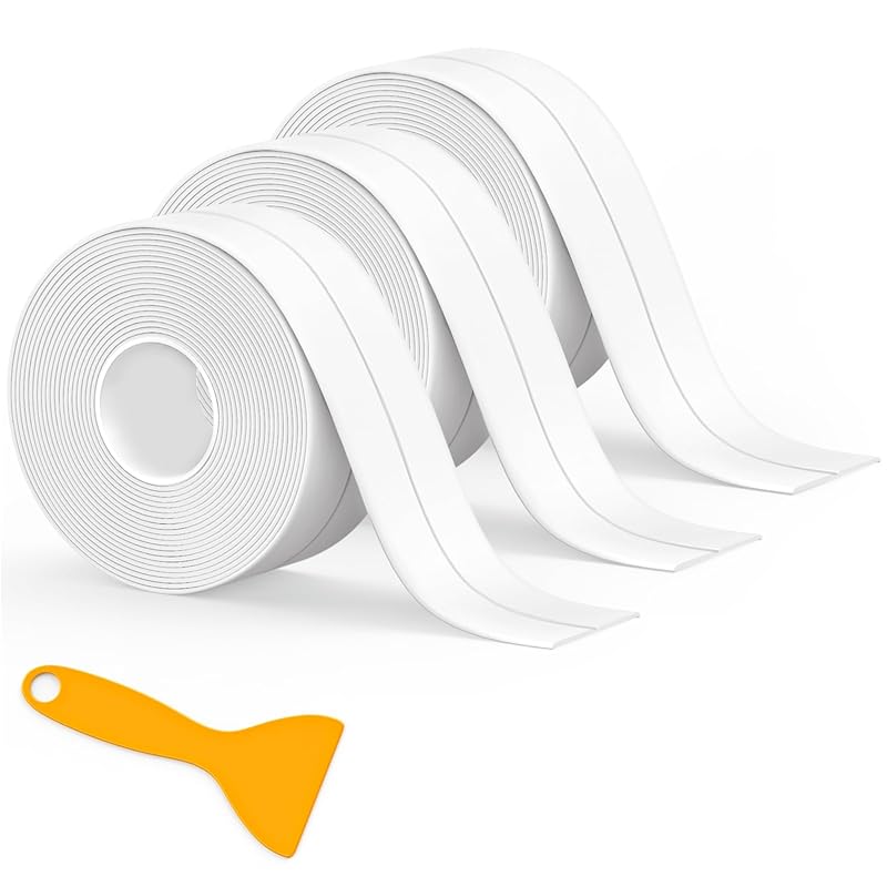 3 Rolls Waterproof Self-Adhesive Caulk Tape Strip for Kitchen, Bathroo