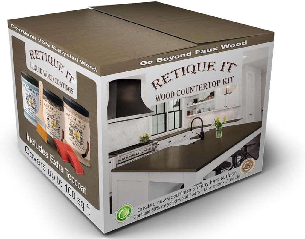 Retique It Liquid Wood Countertop Kit with Gel Stain – Genuine Black W