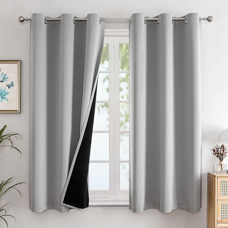 ChrisDowa 100% Blackout Grommet Curtains, Thermal Insulated for Bedroo
