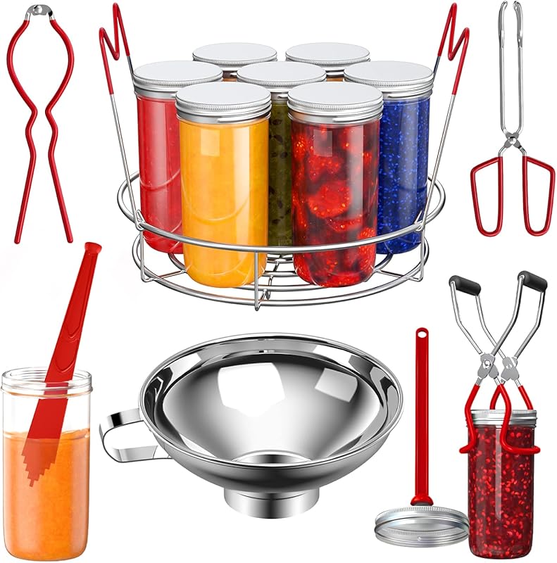 Pisol 7-Piece Canning Starter Kit with Stainless Steel Rack, Funnel, T