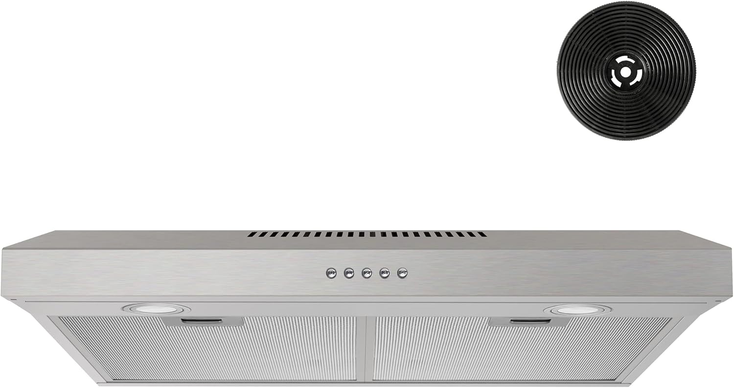 FIREGAS 30-Inch Under Cabinet Stainless Steel Range Hood, Brushless Mo