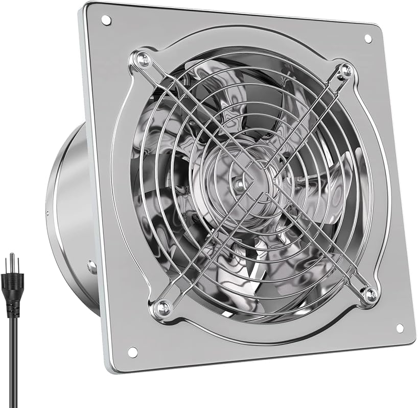 HG Power 6 Inch Wall Exhaust Fan with Power Cord, Damper: Kitchen, Att
