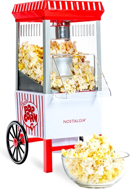 Nostalgia Vintage Hot-Air Popcorn Maker, Oil-Free 12-Cup Machine with 
