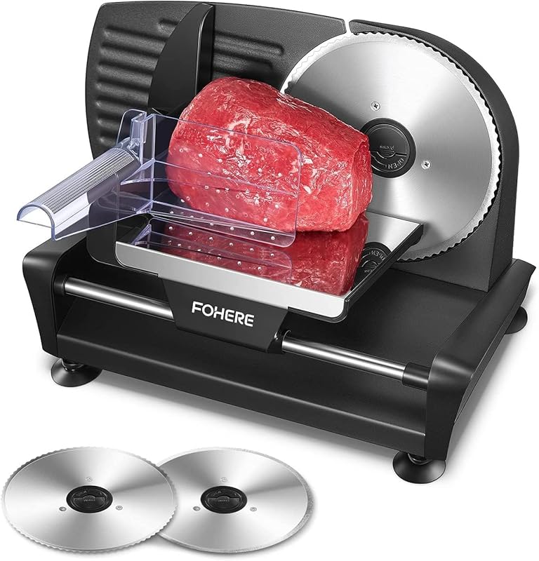 FOHERE 200W Electric Deli Meat Slicer for Home with Two 7.5