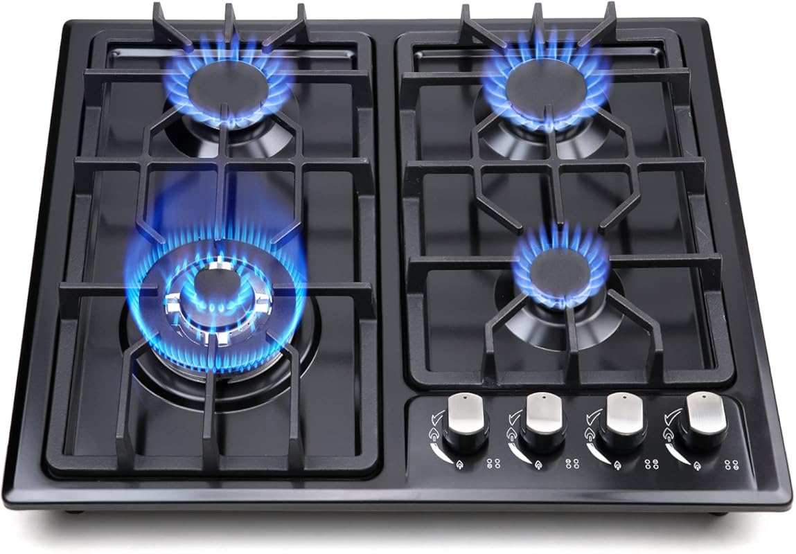 FORIMO 22-inch Built-in Gas Cooktop, 4 Burners, Stainless Steel, NG/LP