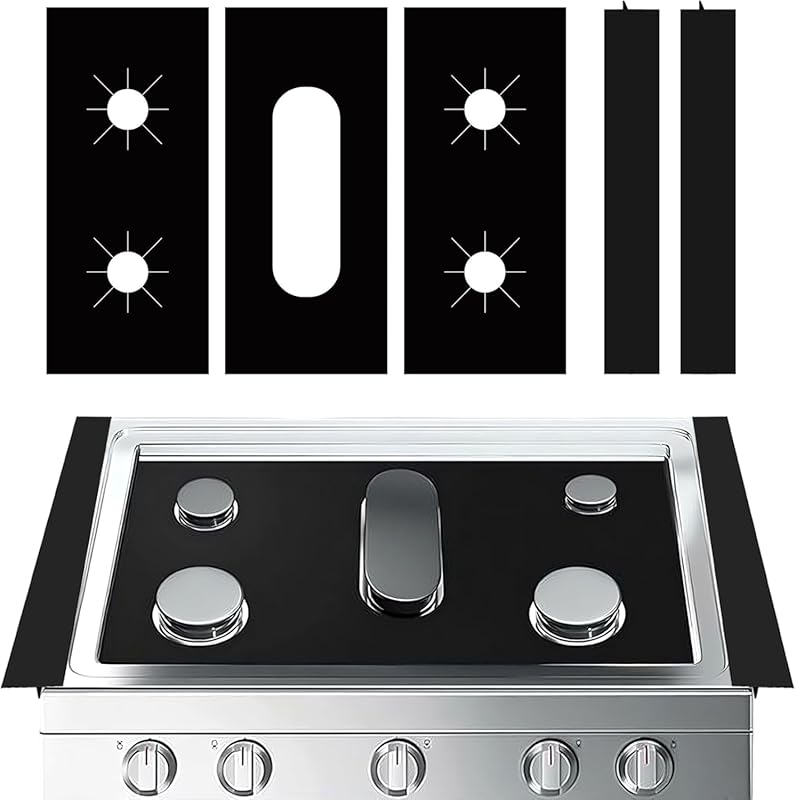 5-Pack Gas Stove Top Burner Covers for Samsung Ranges, Non-Stick Reusa