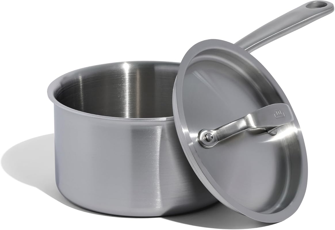 Made In Cookware 2-Quart Stainless Clad 5-Ply Saucepan with Lid, Induc