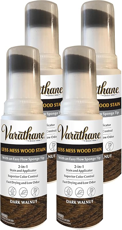 Varathane 368029-4PK Less Mess Wood Stain & Applicator, Dark Walnut Fi