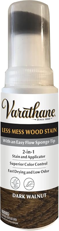 Varathane 368029 Less Mess Dark Walnut Wood Stain with Built-in Applic