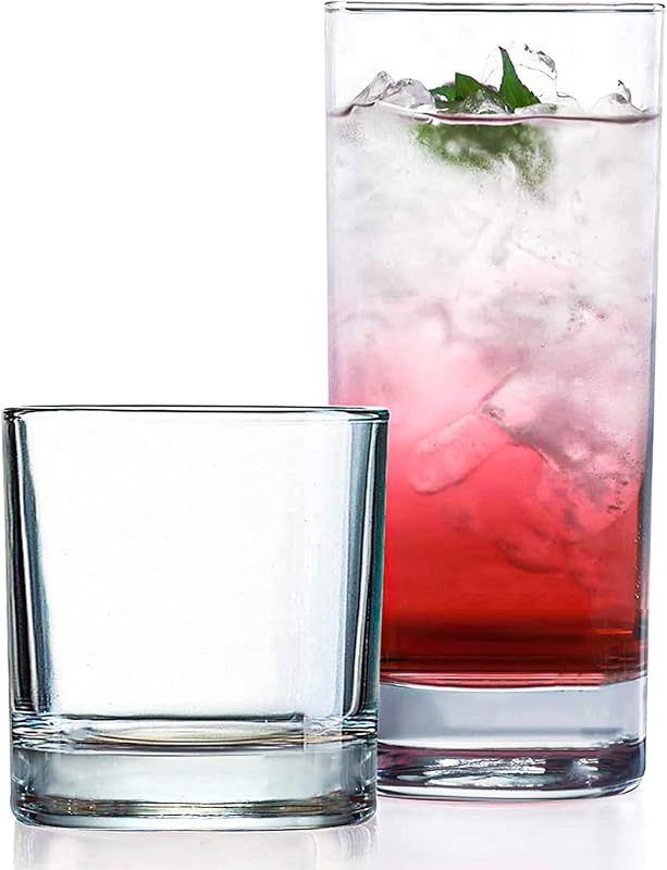 Everyday Drinking Glasses Set of 8, 4 Tall & 4 Short DOF Glasses for K