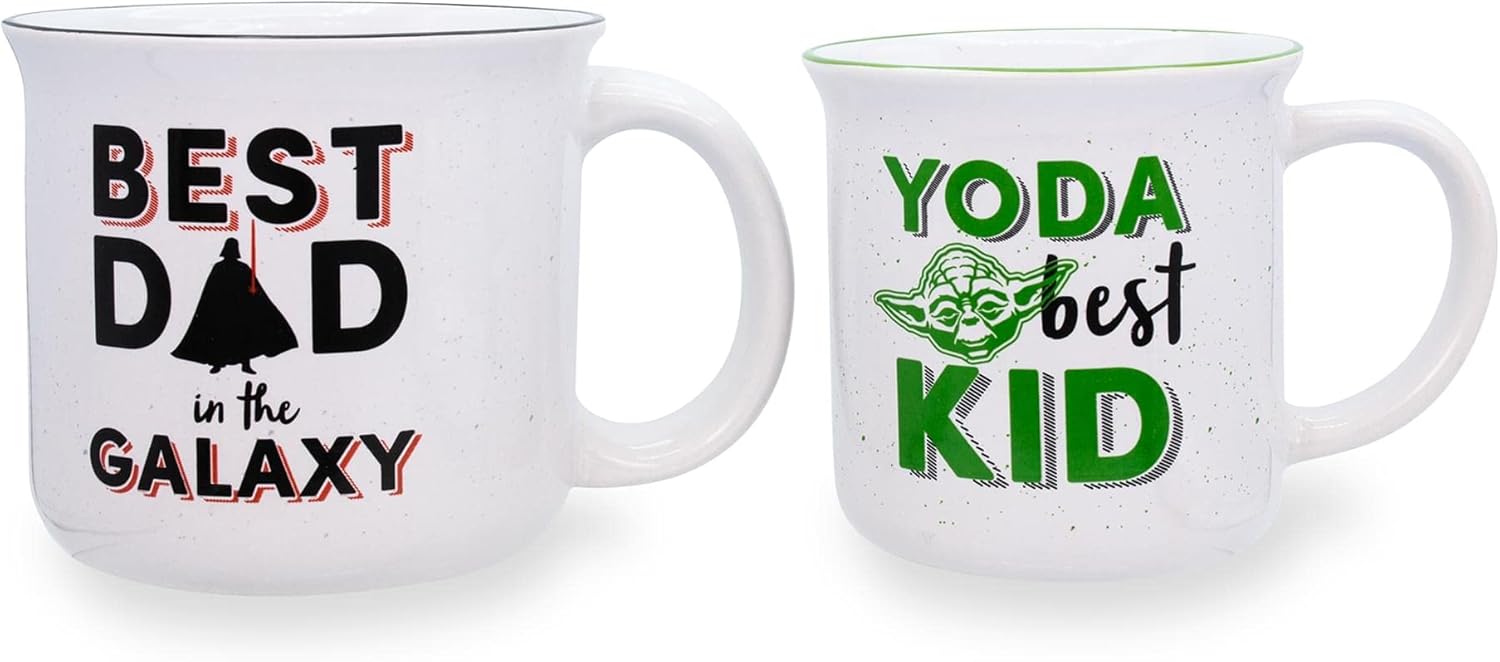 STAR WARS Darth Vader & Yoda Camper Mugs Set - Best Dad/Kid Ceramic Tr