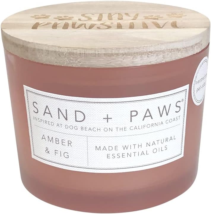 Sand + Paws Amber & Fig Scented Candle: Luxurious Pet Odor Eliminator