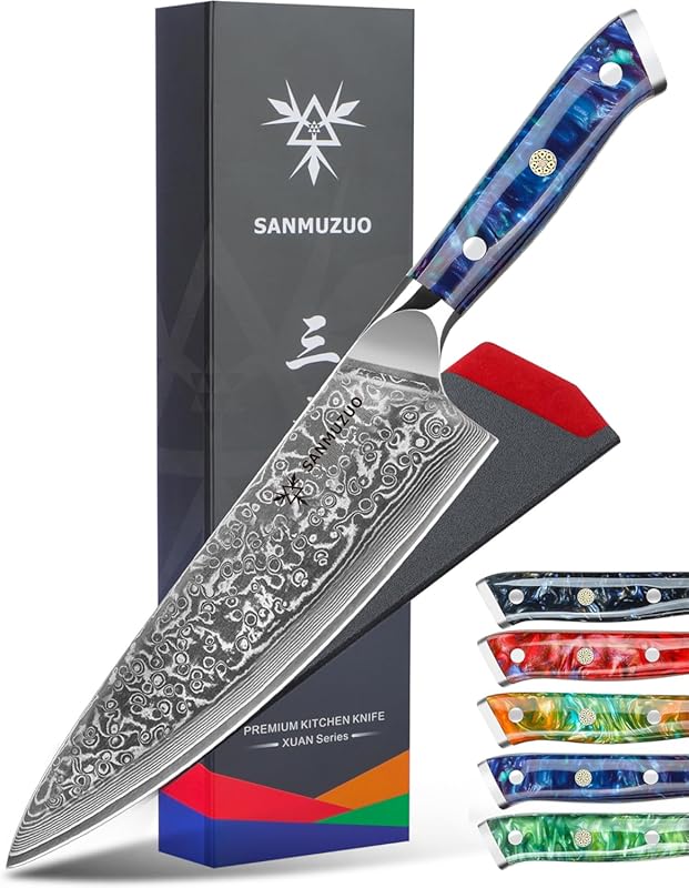 Xuan Series 8-inch Chef Knife, VG10 Damascus Steel Kitchen Knife with 