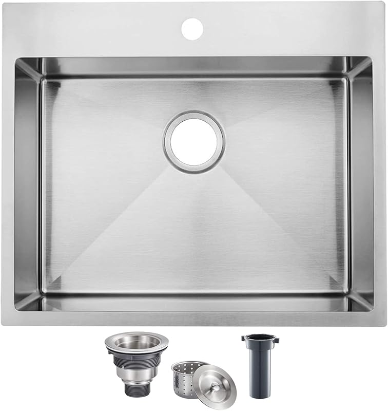 SHACO 25x22 Inch Drop-In Kitchen Sink, 16 Gauge 304 Stainless Steel To