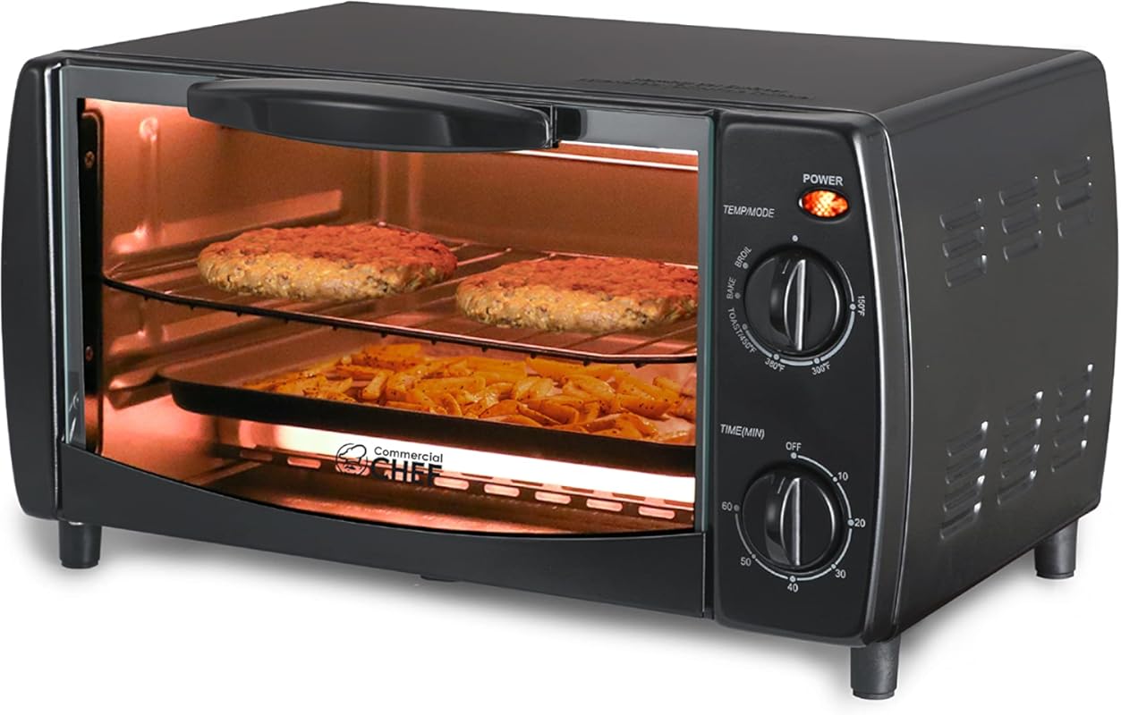 Commercial Chef 10 Liter 4 Slice Mechanical Toaster Oven, Compact & Ea