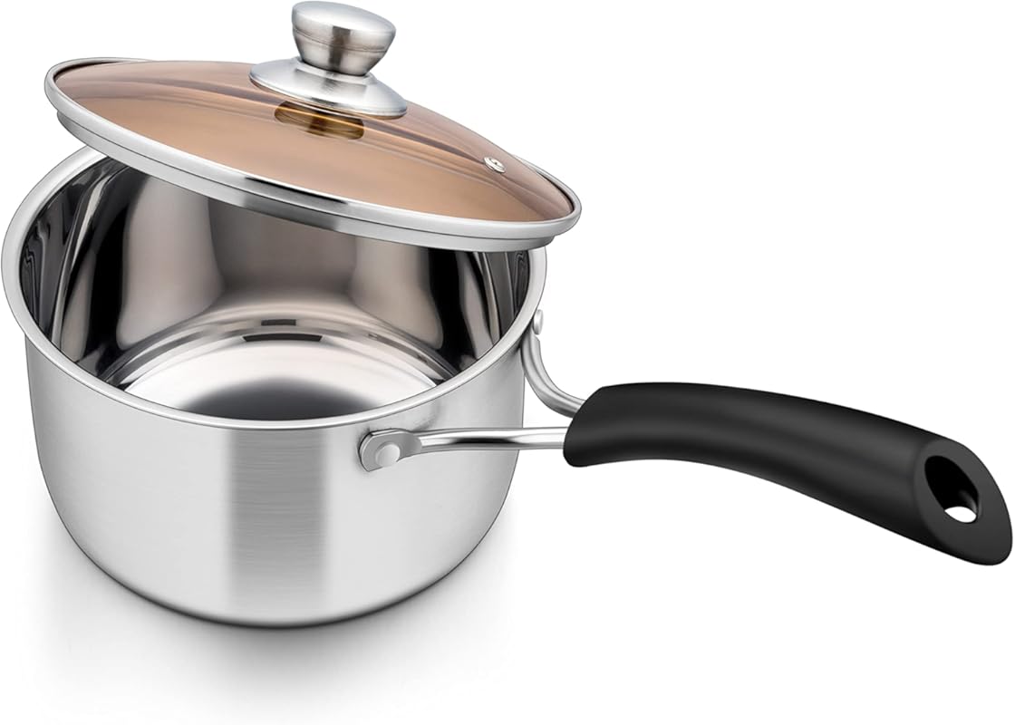 Herogo 1-Quart 18/10 Stainless Steel Saucepan with Lid for Gas/Electri