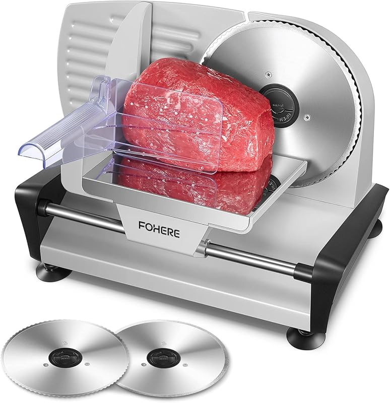 FOHERE 200W Electric Deli Meat Slicer, Dual 7.5
