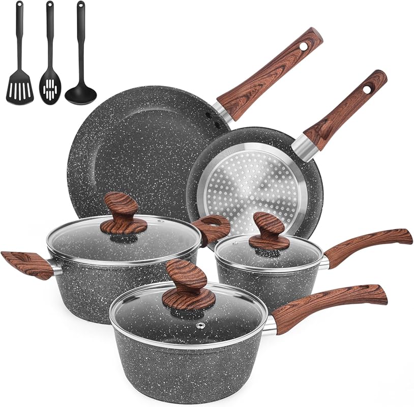Granite 11-Piece Non-Stick Induction Cookware Set – Die-Cast Frying Pa