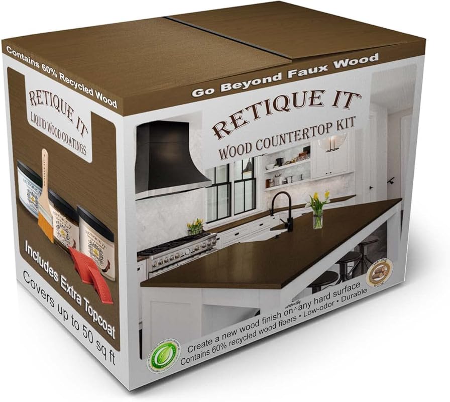 Retique It Wood Finish Countertop Kit: Liquid Wood Primer, Gel Stain,