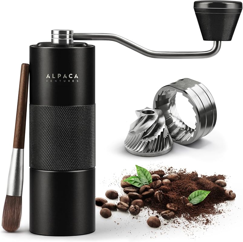 Alpaca Ventures Manual Coffee Grinder: Stainless Conical Burr, Adjusta