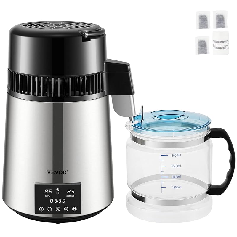VEVOR 1.1 Gallon 304 Stainless Steel Countertop Water Distiller with T