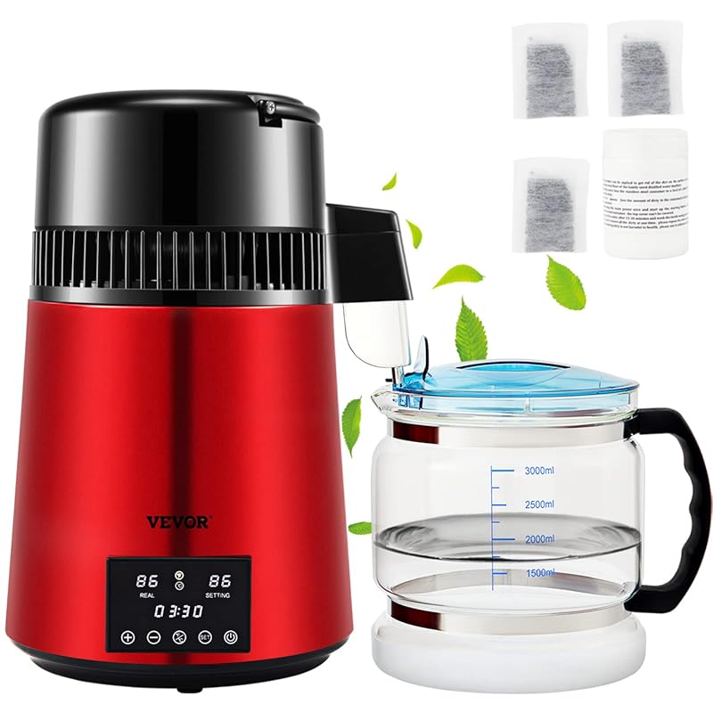 VEVOR 1.1 Gallon 750W Countertop Water Distiller with 0-99H Timing, Du