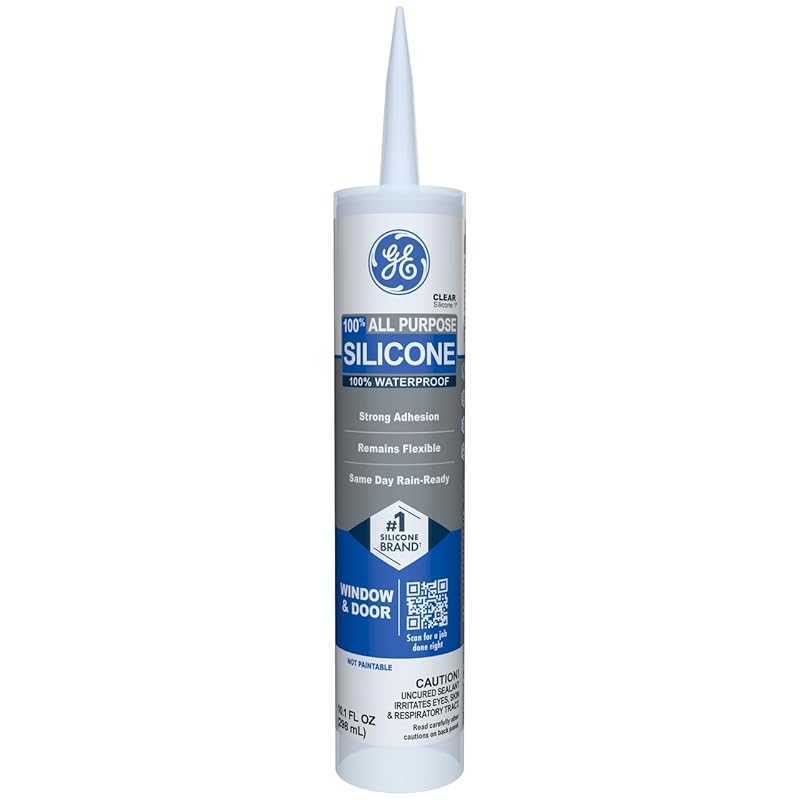 GE All Purpose Silicone Caulk, Clear 10oz Cartridge; 100% Waterproof, 
