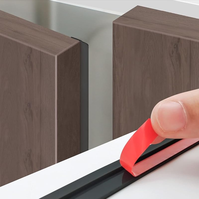 Silicone Cabinet Door Seal Strip, 5-Pack 9.8Ft Weather Stripping Gap F